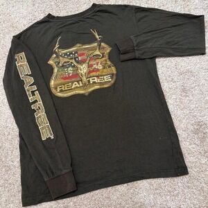 Realtree Antler Creek Graphic Long Sleeve | Black Skull Back Print Tee | Large